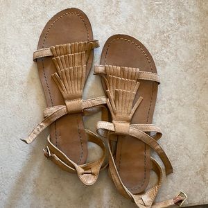 Brown Fringe Sandals